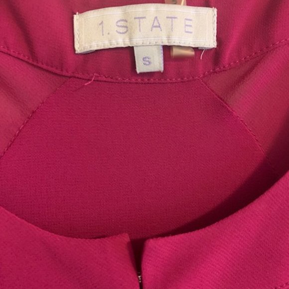 1.STATE Tunic Blouse Size S Lined Long Sleeve Hook and Eye Key Hole Closure - Picture 2 of 9